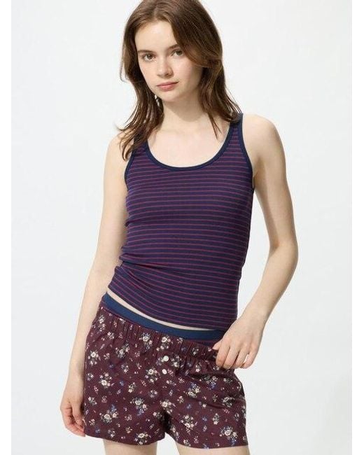 Uniqlo Purple Ribbed Sleeveless Top (Striped)