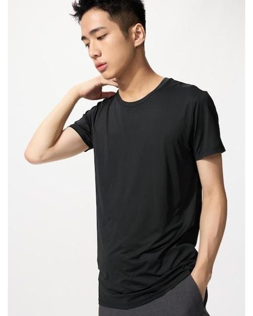 Uniqlo Black Airism Crew Neck T-Shirt for men