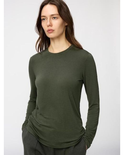 Uniqlo Green Heattech Extra Warm Cashmere Blend Crew Neck T-Shirt (Long Sleeve)