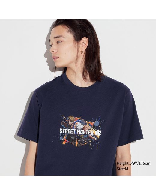 Algodón Fighting Game Legends UT Camiseta Estampado Gráfico (Street Fighter) Uniqlo de hombre de color Blue