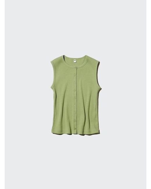 Uniqlo Green Button-Down Top (Sleeveless)