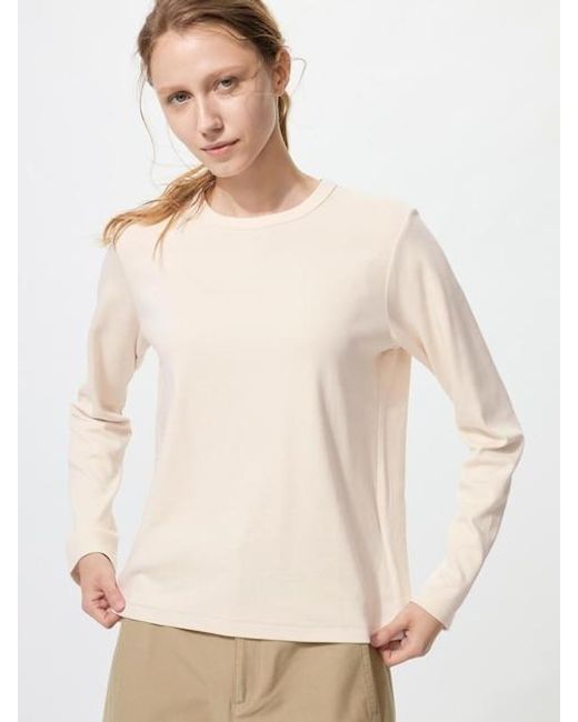 Uniqlo Natural Smooth Stretch Cotton T-Shirt (Long Sleeve)