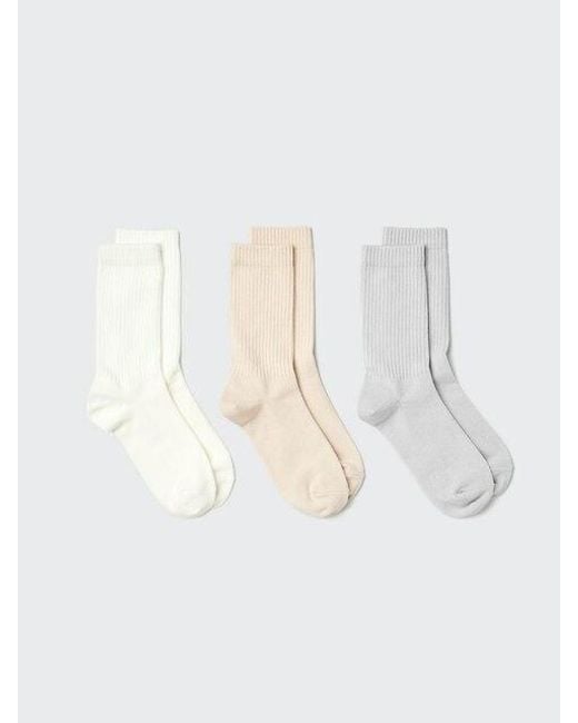 Uniqlo White Socks (Ribbed, 3 Pairs)