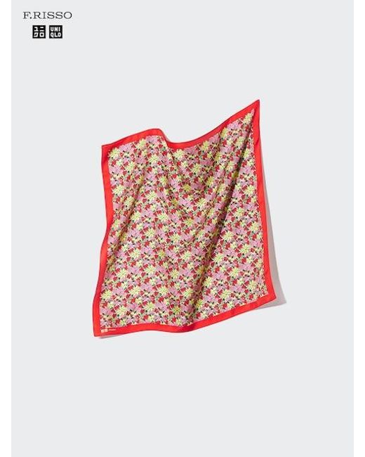 Uniqlo White 100% Silk Scarf (Floral)