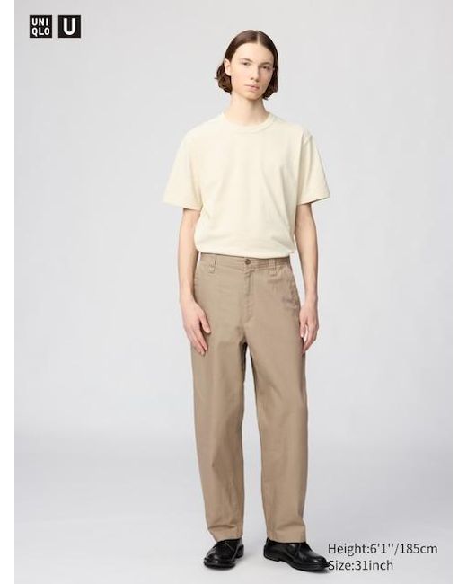 Uniqlo Natural Wide Chino Trousers for men