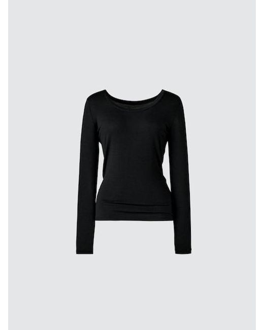 Uniqlo Black Heattech Extra Warm Cashmere Blend Scoop Neck T-Shirt (Long Sleeve)