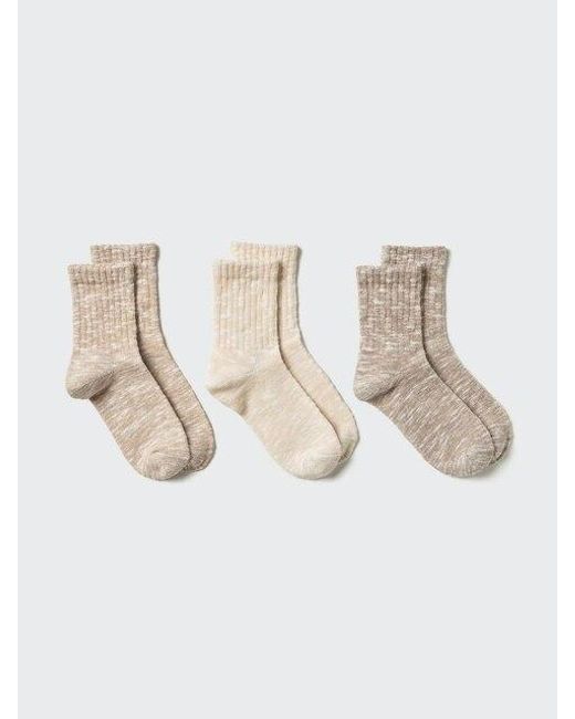 Uniqlo Natural Socks (Crew Slub, 3 Pairs)