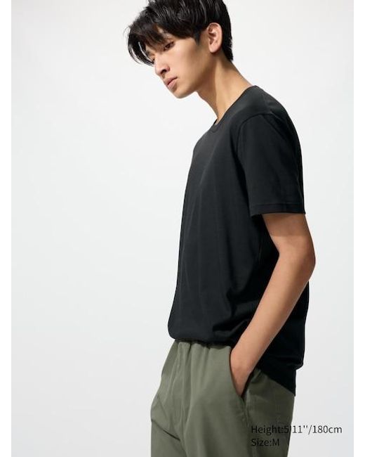 Uniqlo Black Dry Colour Crew Neck T-Shirt for men