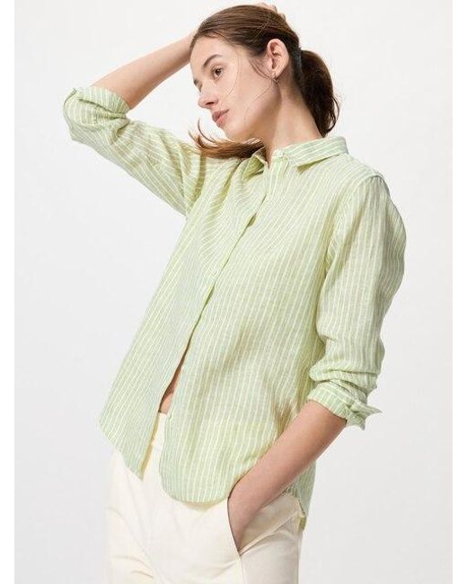 Uniqlo Natural 100% Premium Linen Shirt (Striped)