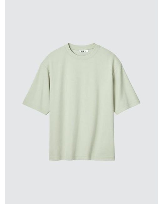 Uniqlo Green Airism Cotton Oversized Crew Neck T-Shirt for men