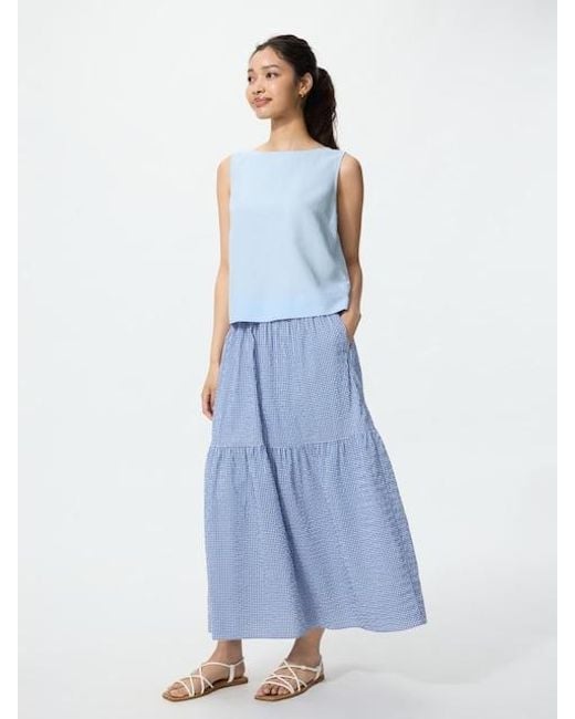 Uniqlo Blue Linen Blend Blouse (Sleeveless)