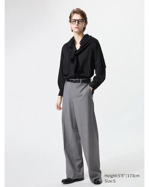 Pantalón Smart Ancho (Largo) Uniqlo de color Gray
