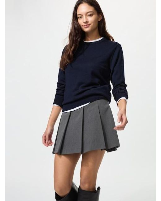Uniqlo Blue 100% Merino Crew Neck Jumper
