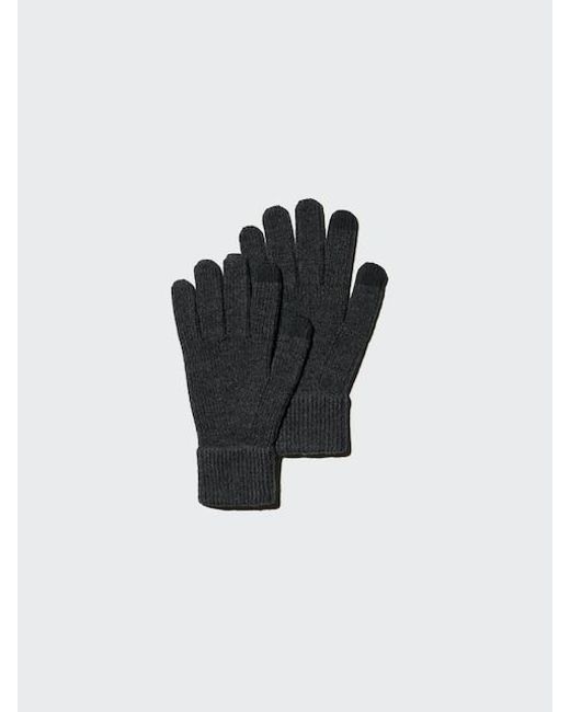 Uniqlo Black Heattech Knit Gloves for men