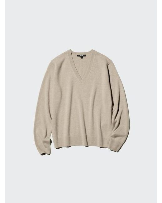 Uniqlo Natural 100% Cashmere V Neck Jumper