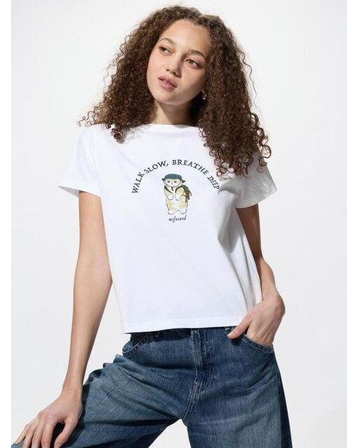 Uniqlo White Mofusand Ut Graphic T-Shirt