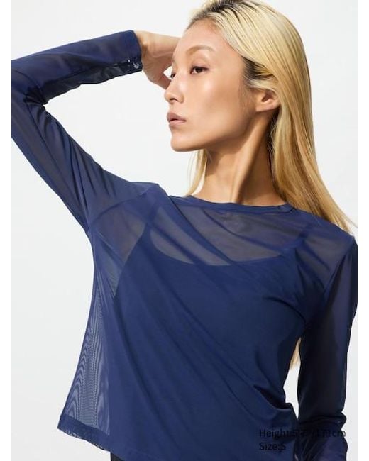 Uniqlo Blue Sheer Crew Neck T-Shirt (Long Sleeve)