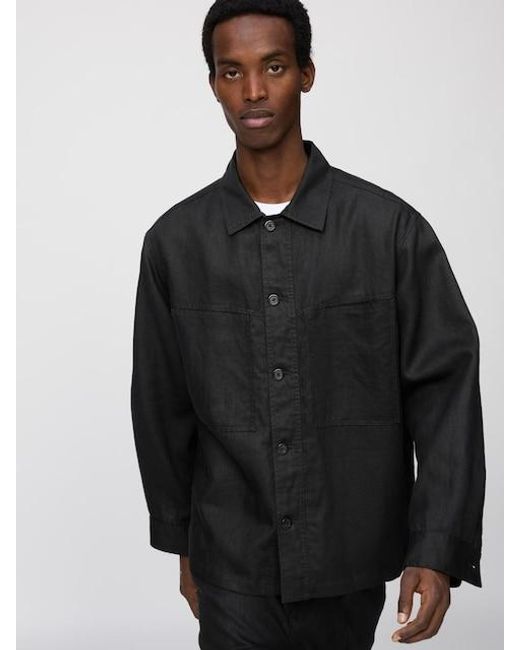 Uniqlo Black 100% Premium Linen Shirt Jacket for men