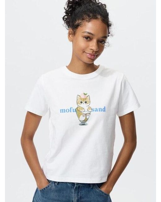 Uniqlo White Mofusand Ut Graphic T-Shirt