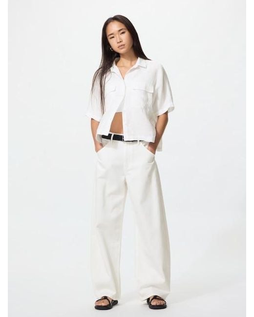 Uniqlo White Baggy Curve Jeans (Longer)