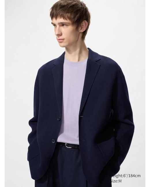 Uniqlo Blue Milano Ribbed Jacket for men