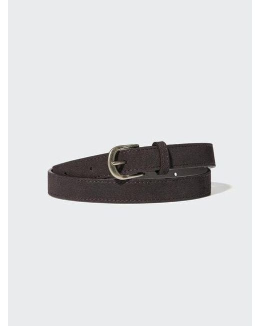 Uniqlo White Suede Long Belt for men
