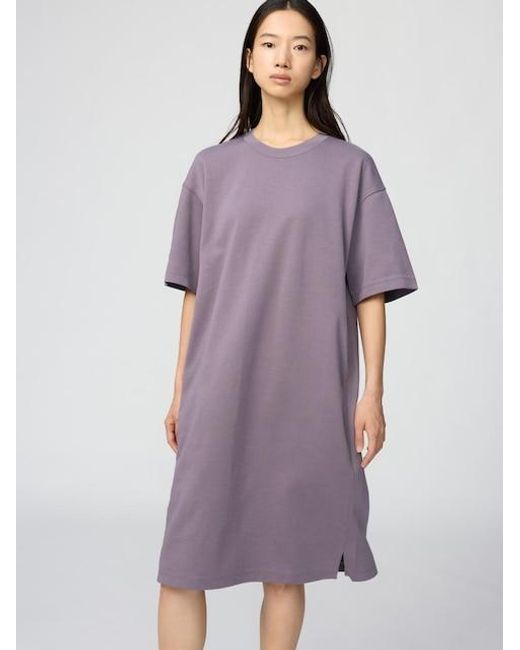 Uniqlo Purple Airism Cotton Relaxed Dress (Short Sleeve)