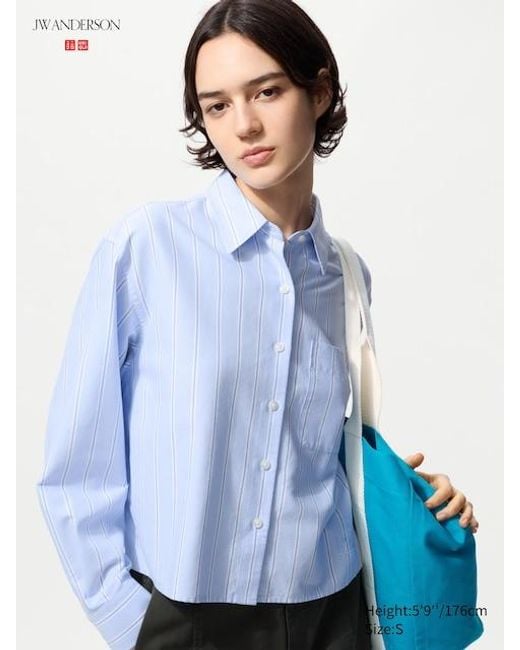 Uniqlo Blue Oxford Boxy Shirt (Stripe)