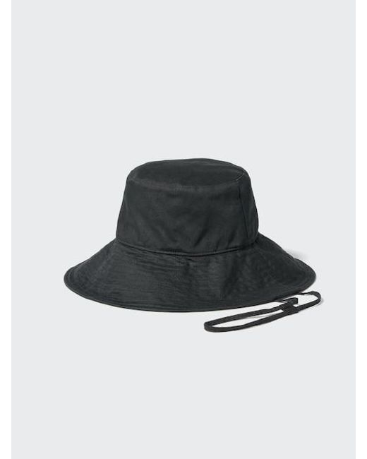 Uniqlo Black Uv Protection Cotton Linen Wide Brim Hat