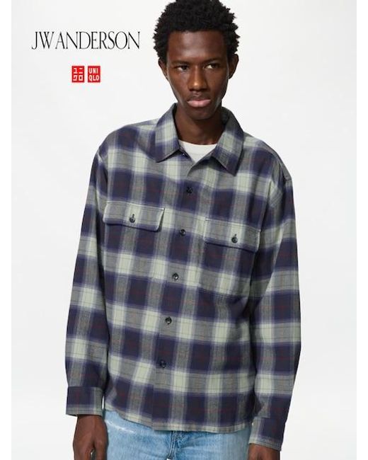 Uniqlo Blue Flannel Shirt (Checked) for men