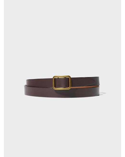 Uniqlo White Reversible Holeless Narrow Belt