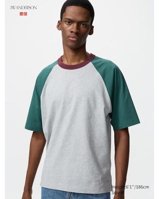 Uniqlo Gray Oversized Raglan T-Shirt for men