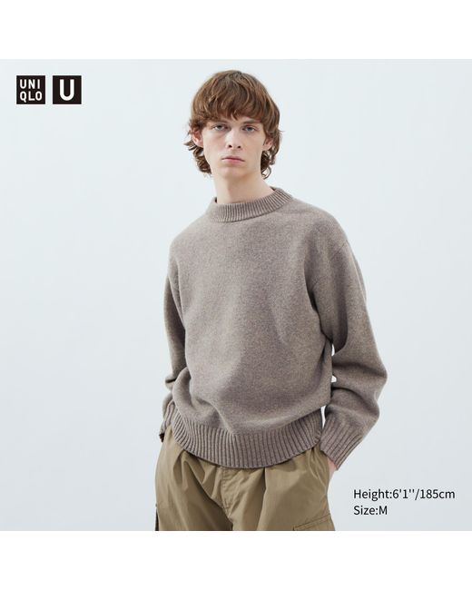 Uniqlo Premium lammwolle pullover in Gray für Herren