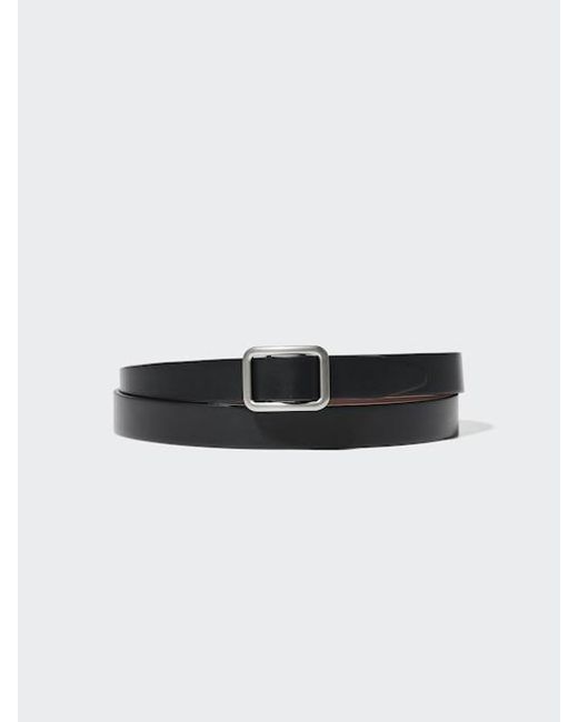Uniqlo White Reversible Holeless Narrow Belt