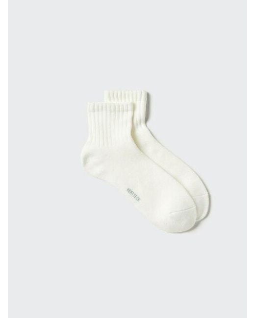 Uniqlo White Heattech Half Socks (Pile) for men