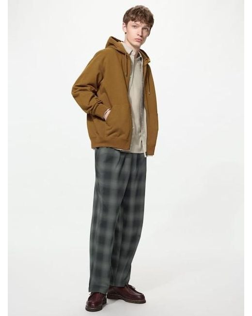 Uniqlo Gray Flannel Easy Ankle Trousers (Checked) for men