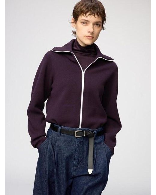 Uniqlo Blue Milano Ribbed Full-Zip Cardigan for men