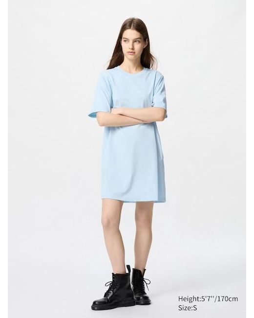 Vestito Airism Cotone Taglio Corto di Uniqlo in Blue