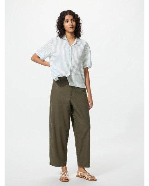 Uniqlo Green Linen Cotton Tapered Trousers