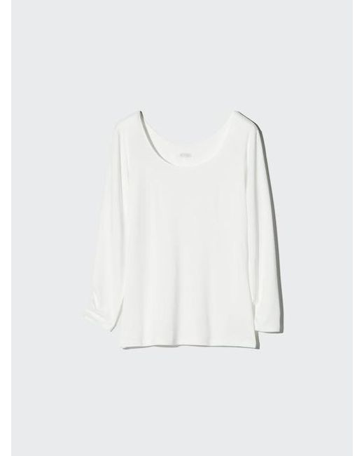 Uniqlo White Heattech Scoop Neck T-Shirt (Long Sleeve)