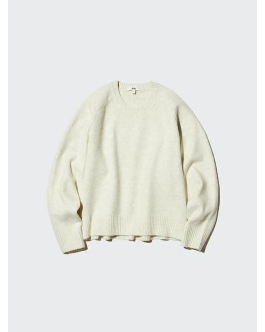 Uniqlo White Soufflé Yarn Crew Neck Jumper
