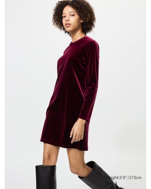 Uniqlo Red Soft Velour Dress