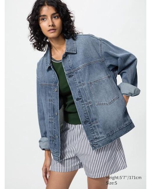 Uniqlo Blue Cotton Easy Shorts (Striped)