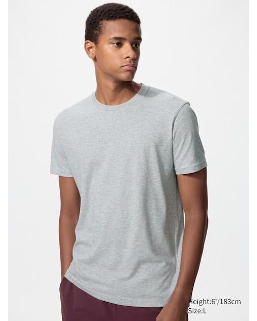Uniqlo Gray Dry Colour Crew Neck T-Shirt for men