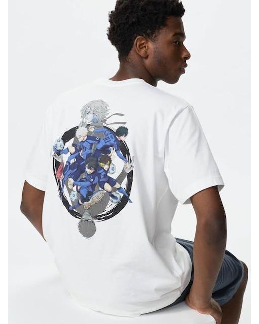 Uniqlo White Bluelock Ut Graphic T-Shirt for men