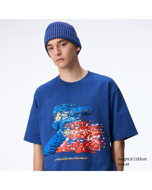 Uniqlo Baumwolle capcom 40th ut bedrucktes t-shirt in Blue für Herren