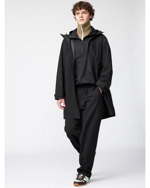 Uniqlo Black Pleated Wide Tapered Trousers for men