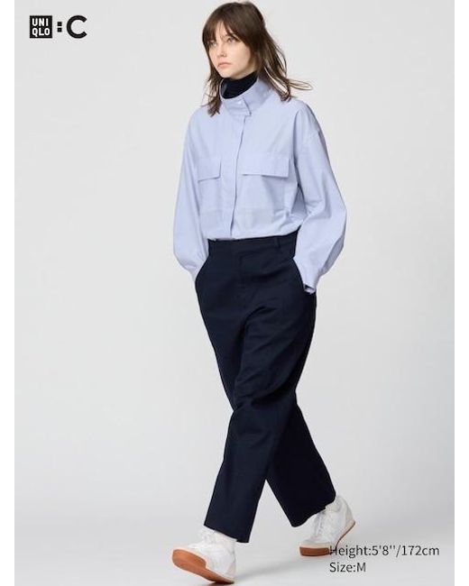 Pantalón Pierna Curvada Algodón Tobillero Uniqlo de color Blue