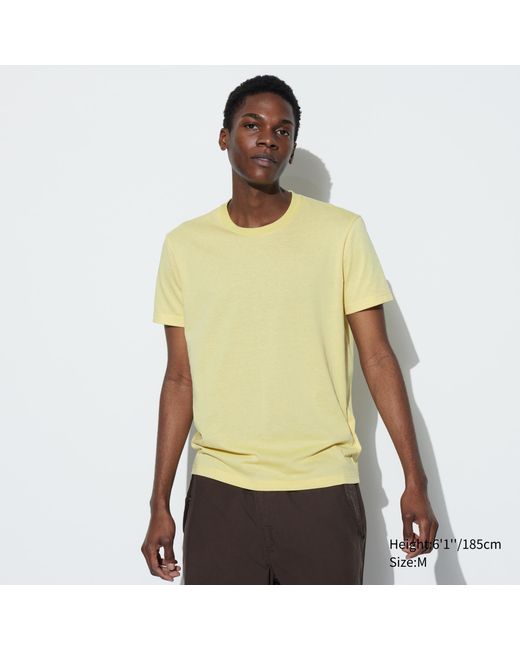 Algodón Camiseta DRY Color Cuello Redondo Uniqlo de hombre de color Yellow