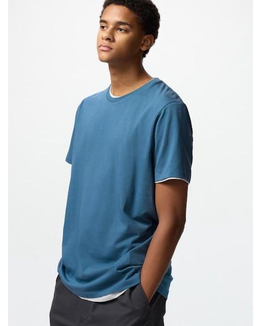 Uniqlo Blue 100% Supima Cotton T-Shirt for men